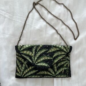 Beaded Palm Leaf Clutch